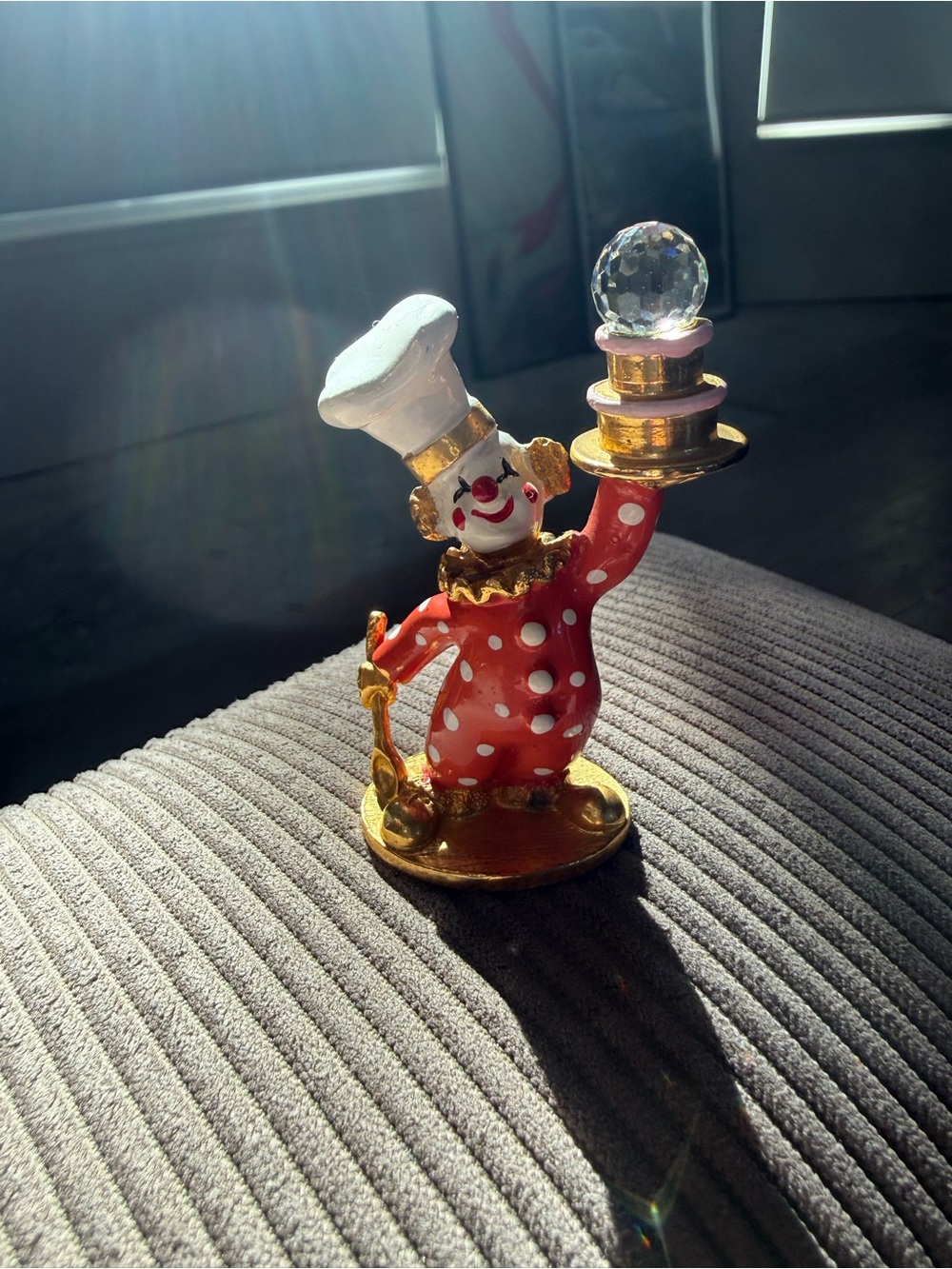 Vintage Spoontiques Pewter Clown Figurine KM1470 Swarovski Crystal Collectible.